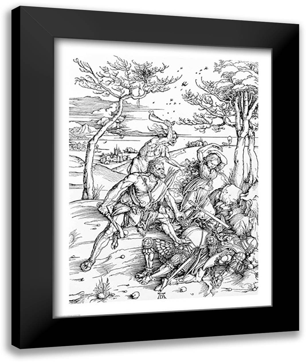 Hercules Killing the Molionides 22x28 Black Modern Wood Framed Art Print Poster by Durer, Albrecht