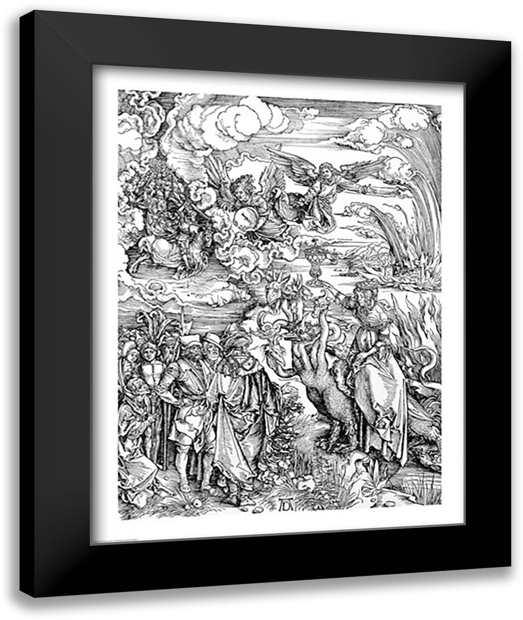 The Babylonian Whore from the 'Apocalypse' 22x28 Black Modern Wood Framed Art Print Poster by Durer, Albrecht