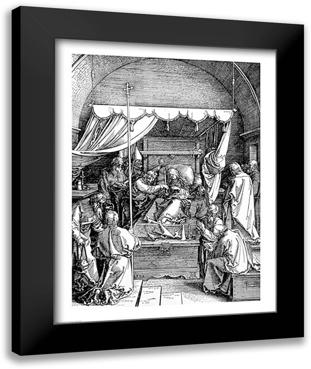 The Death of the Virgin from the 'Life of the Virgin' 22x28 Black Modern Wood Framed Art Print Poster by Durer, Albrecht