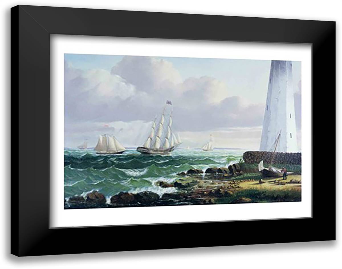 Whalers coming home 28x22 Black Modern Wood Framed Art Print Poster