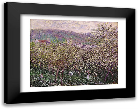 Fruit Pickers, 1879 28x22 Black Modern Wood Framed Art Print Poster by Monet, Claude
