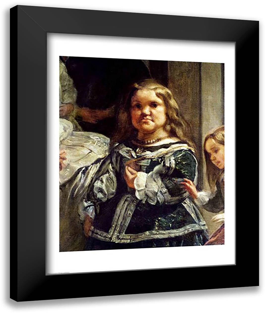 Las Meninas or The Family of Philip IV, c.1656, Detail 22x28 Black Modern Wood Framed Art Print Poster by Velazquez, Diego
