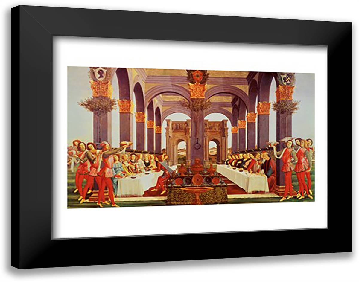 The Wedding Feast 28x22 Black Modern Wood Framed Art Print Poster by Botticelli, Sandro