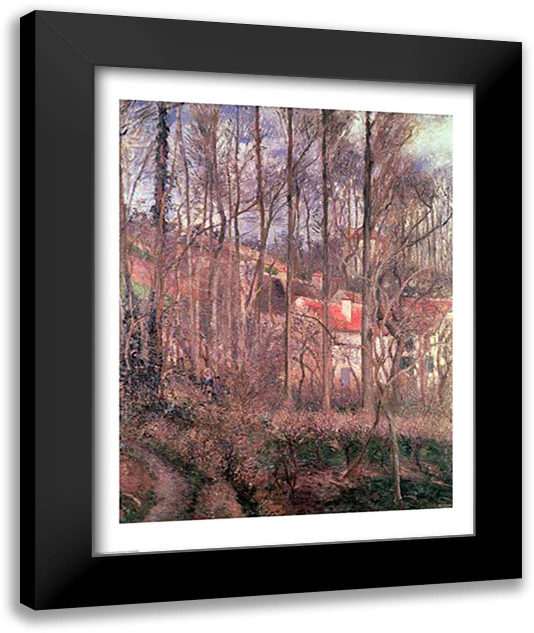 The Cote des Boeufs at L'Hermitage, Pontoise, 1877 22x28 Black Modern Wood Framed Art Print Poster by Pissarro, Camille