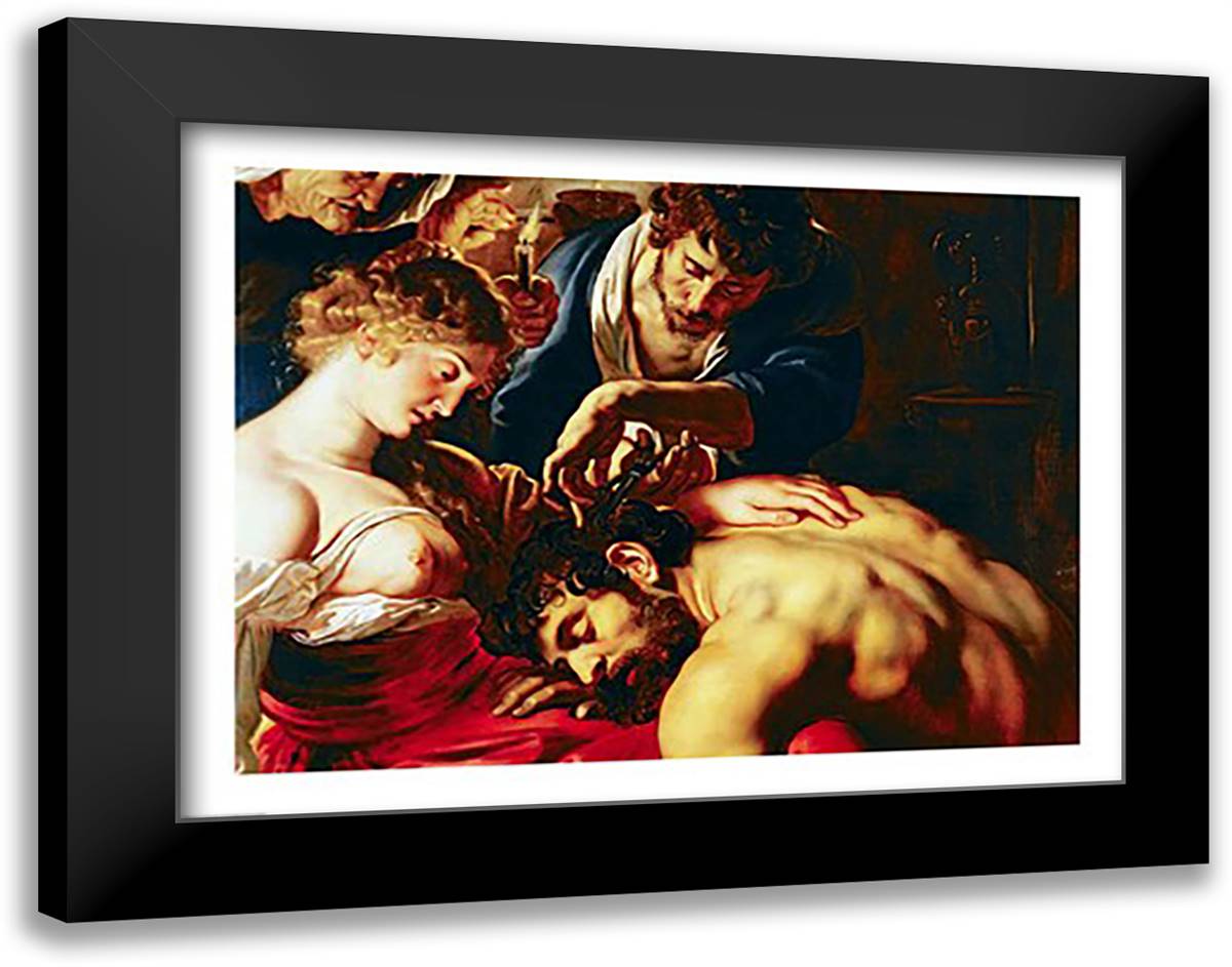 Samson and Delilah 28x22 Black Modern Wood Framed Art Print Poster by Rubens, Peter Paul
