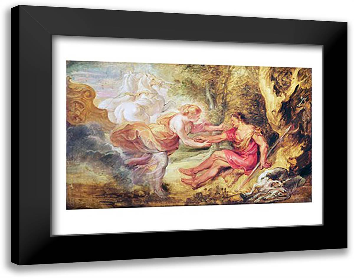 Aurora Abducting Cephalus, 1636 28x22 Black Modern Wood Framed Art Print Poster by Rubens, Peter Paul