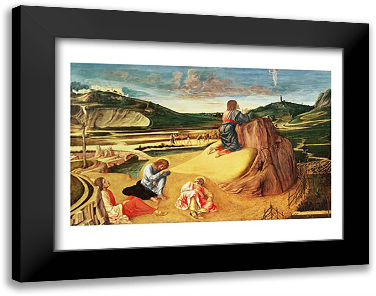 The Agony in the Garden 28x22 Black Modern Wood Framed Art Print Poster by Bellini, Giovanni