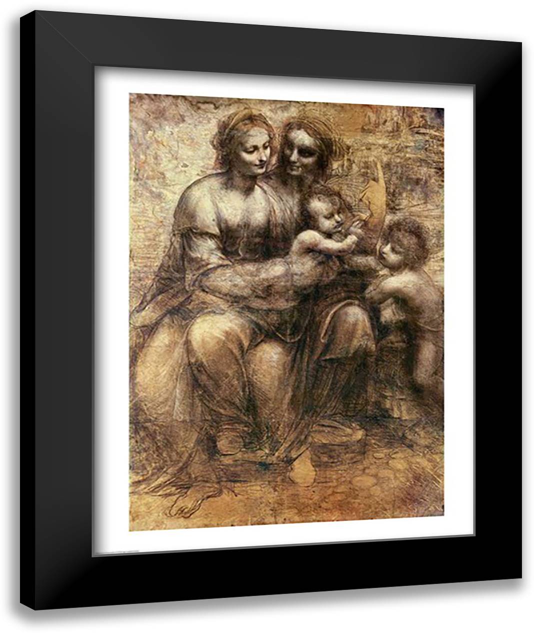 The Virgin and Child with SS. Anne and John the Baptist, c.1499 22x28 Black Modern Wood Framed Art Print Poster by da Vinci, Leonardo
