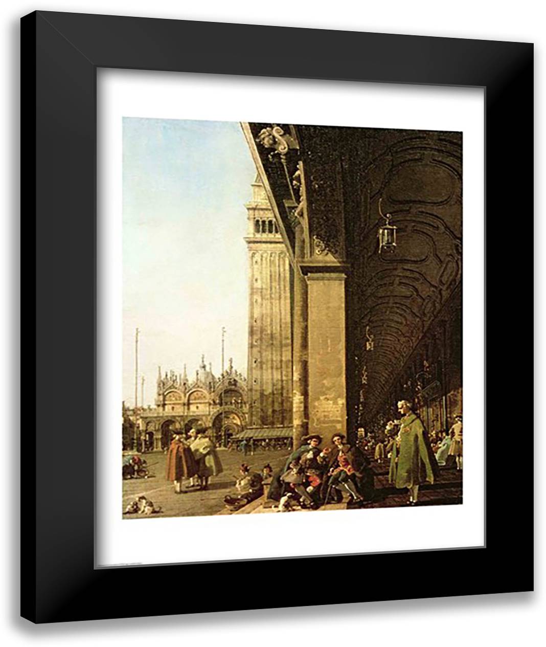 Venice: Piazza di San Marco and the Colonnade of the Procuratie Nuove 22x28 Black Modern Wood Framed Art Print Poster by Canaletto, Giovanni Antonio