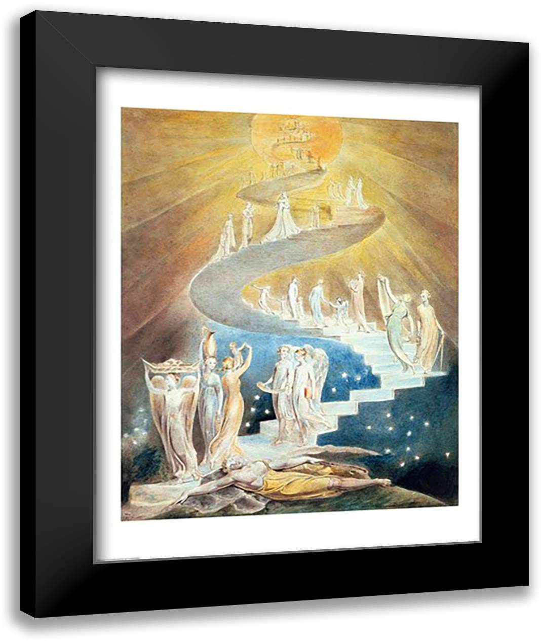 Jacob's Ladder 22x28 Black Modern Wood Framed Art Print Poster by Blake, William