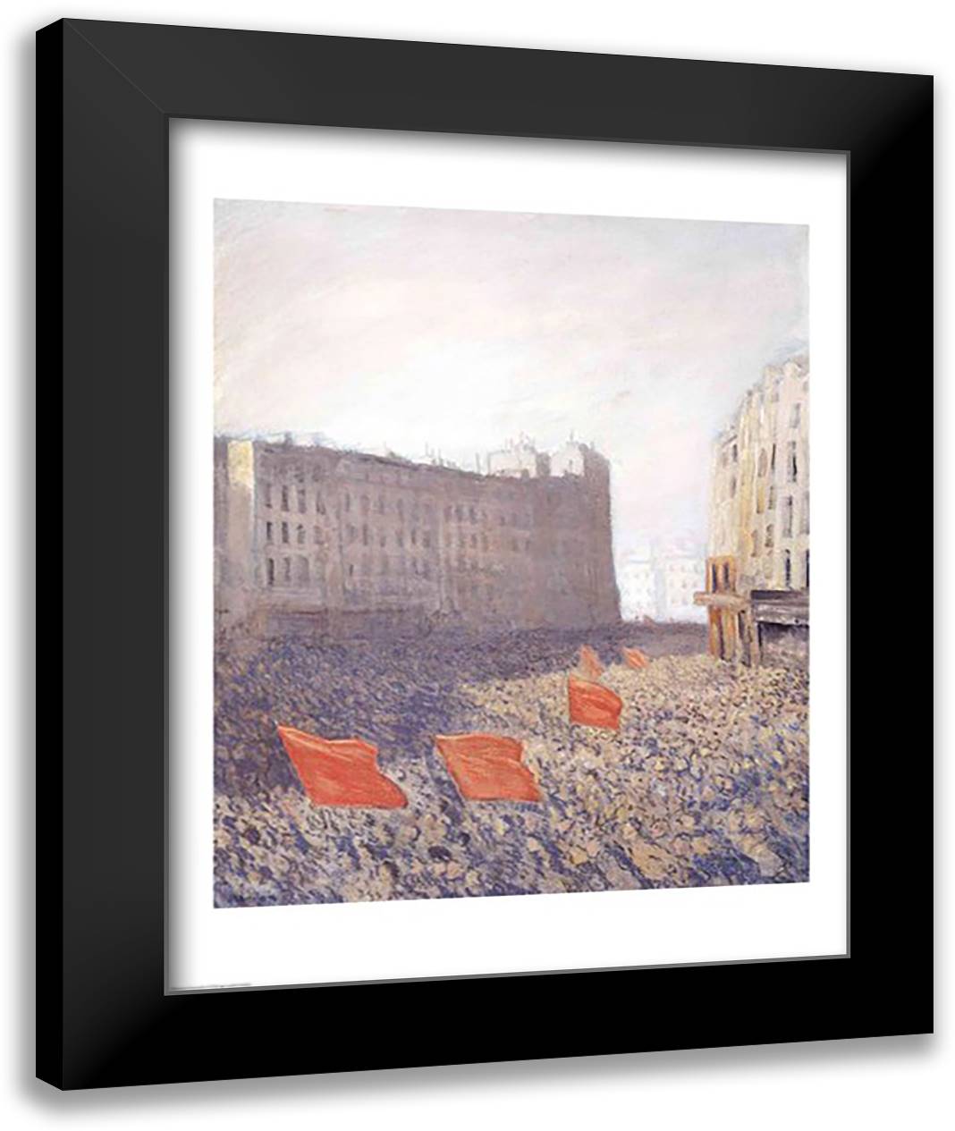 The Demonstration, 1905 22x28 Black Modern Wood Framed Art Print Poster by Steinlen, Theophile-Alexandre
