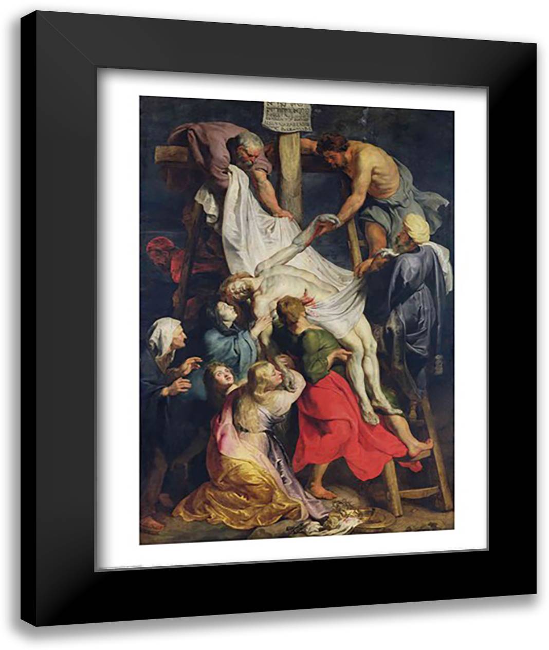Descent from the Cross, 1617 22x28 Black Modern Wood Framed Art Print Poster by Rubens, Peter Paul