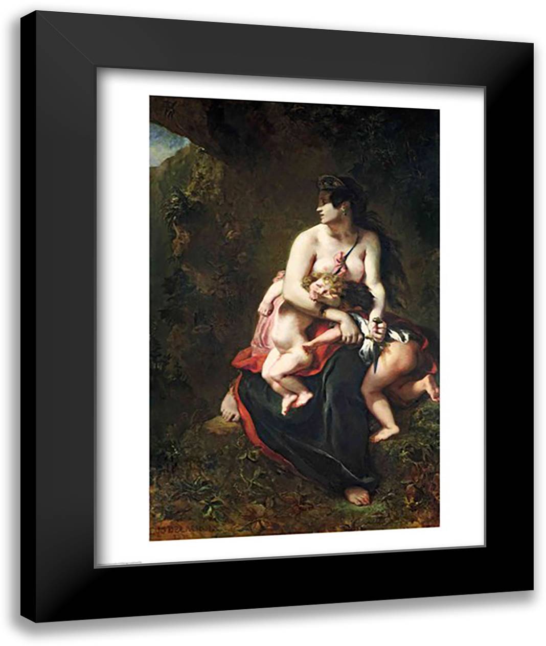 Medea, 1838 22x28 Black Modern Wood Framed Art Print Poster by Delacroix, Eugene