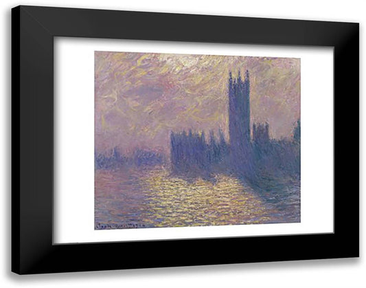 The Houses of Parliament, Stormy Sky, 1904 28x22 Black Modern Wood Framed Art Print Poster by Monet, Claude