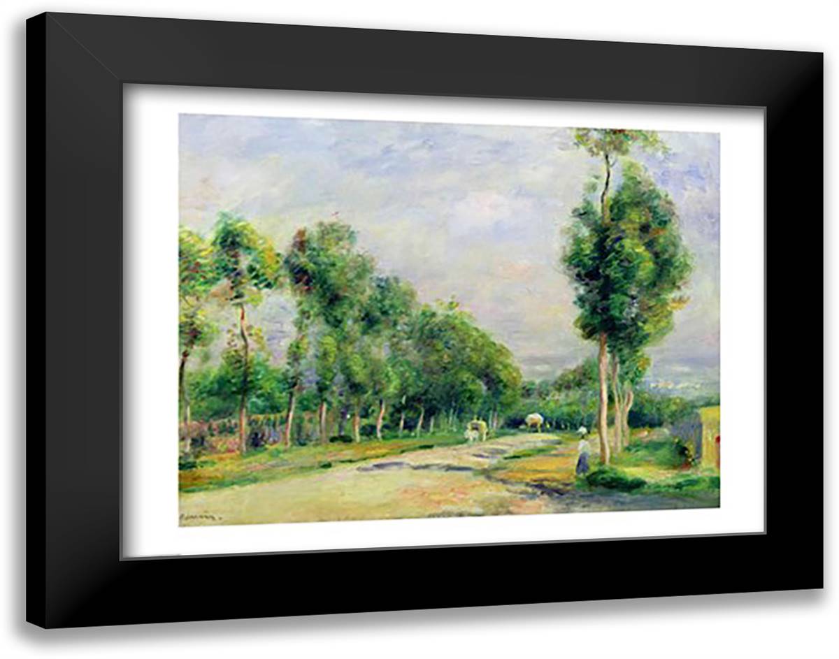 The Road to Versailles at Louveciennes 28x22 Black Modern Wood Framed Art Print Poster by Renoir, Pierre-Auguste
