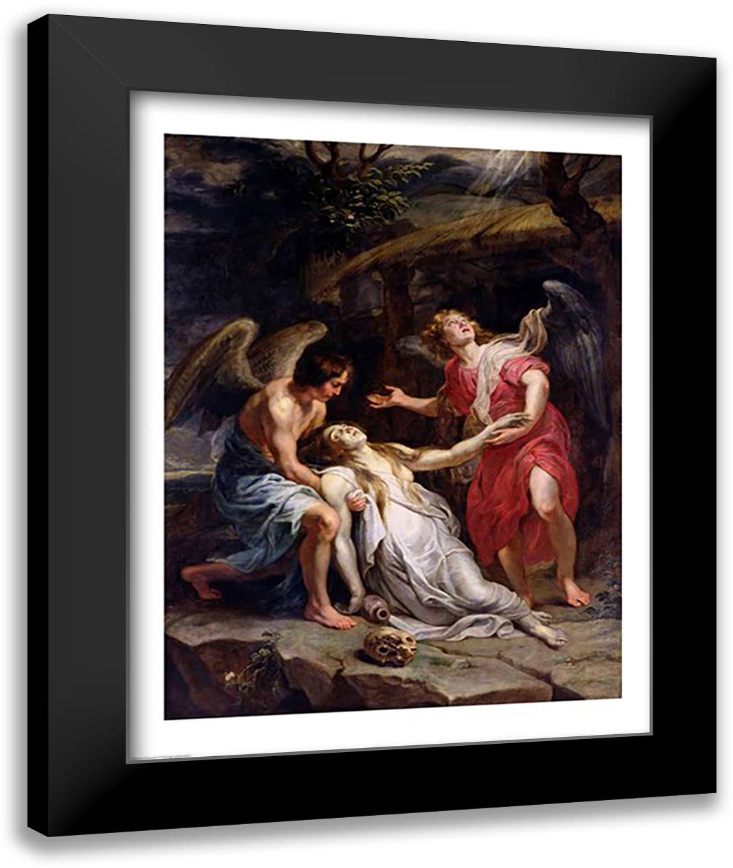 Ecstasy of Mary Magdalene 22x28 Black Modern Wood Framed Art Print Poster by Rubens, Peter Paul