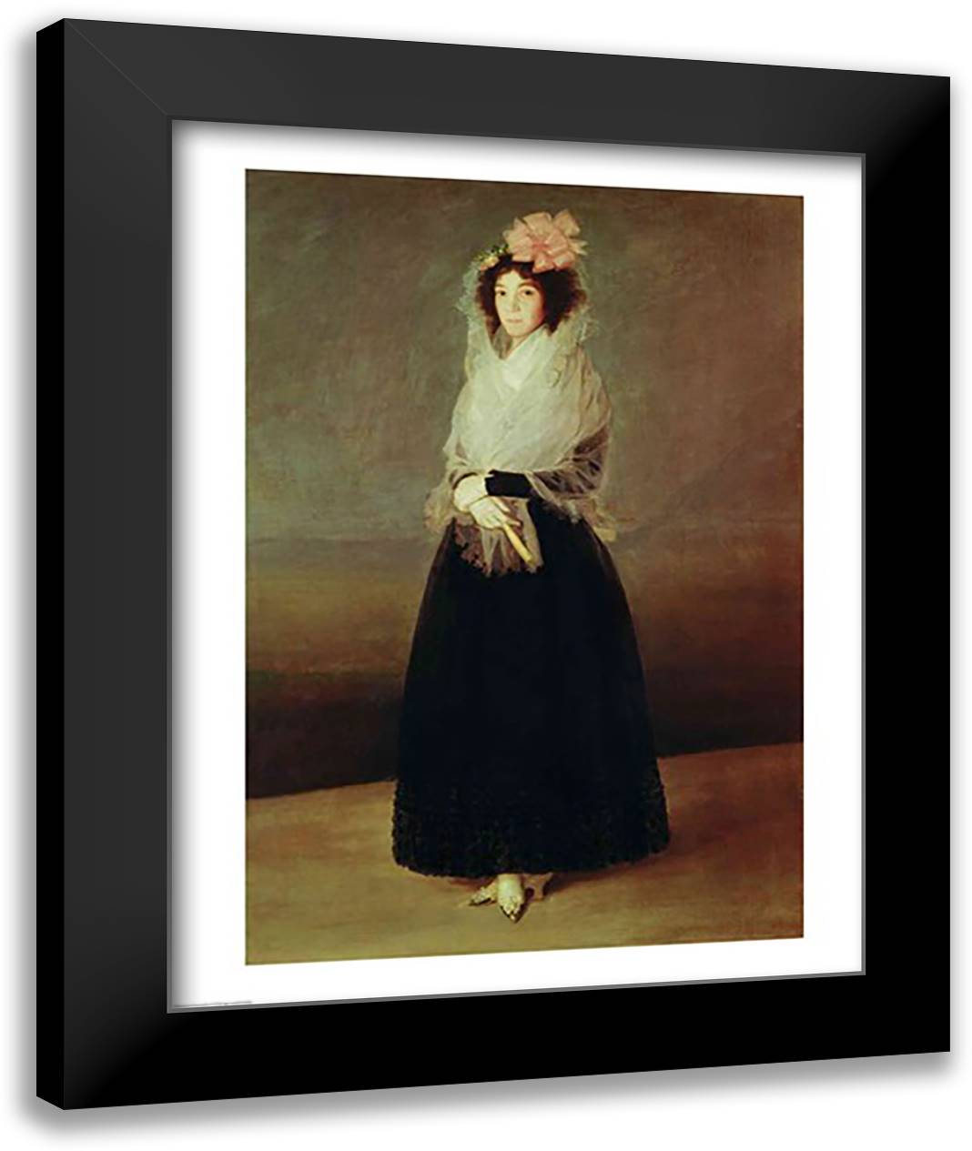 Portrait of the Countess of Carpio Marquesa de la Solana, c.1793 22x28 Black Modern Wood Framed Art Print Poster by Goya, Francisco De