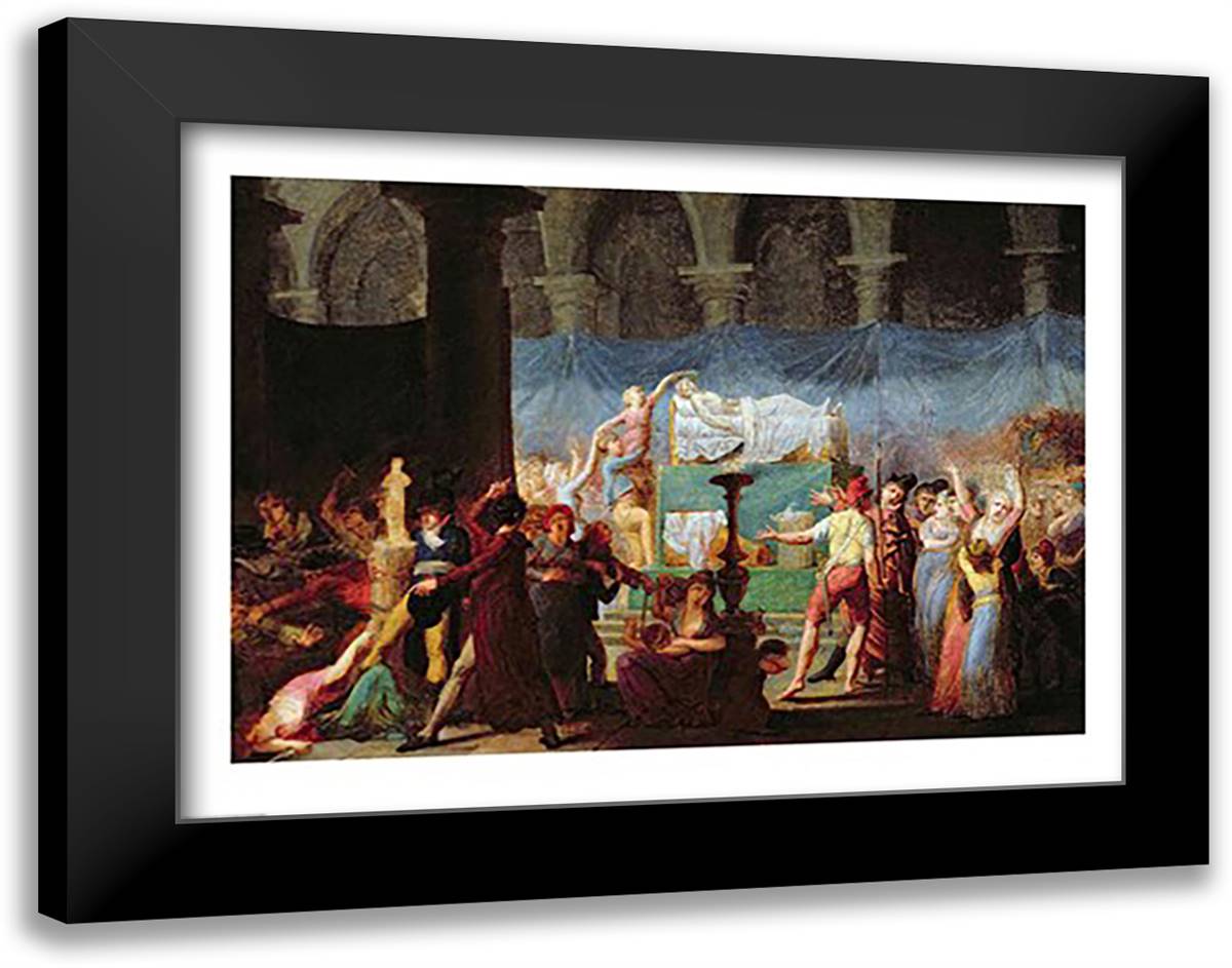 The Funeral of Marat in the Ancient Church of Cordeliers, 16th July 1793 28x22 Black Modern Wood Framed Art Print Poster by David, Jacques-Louis