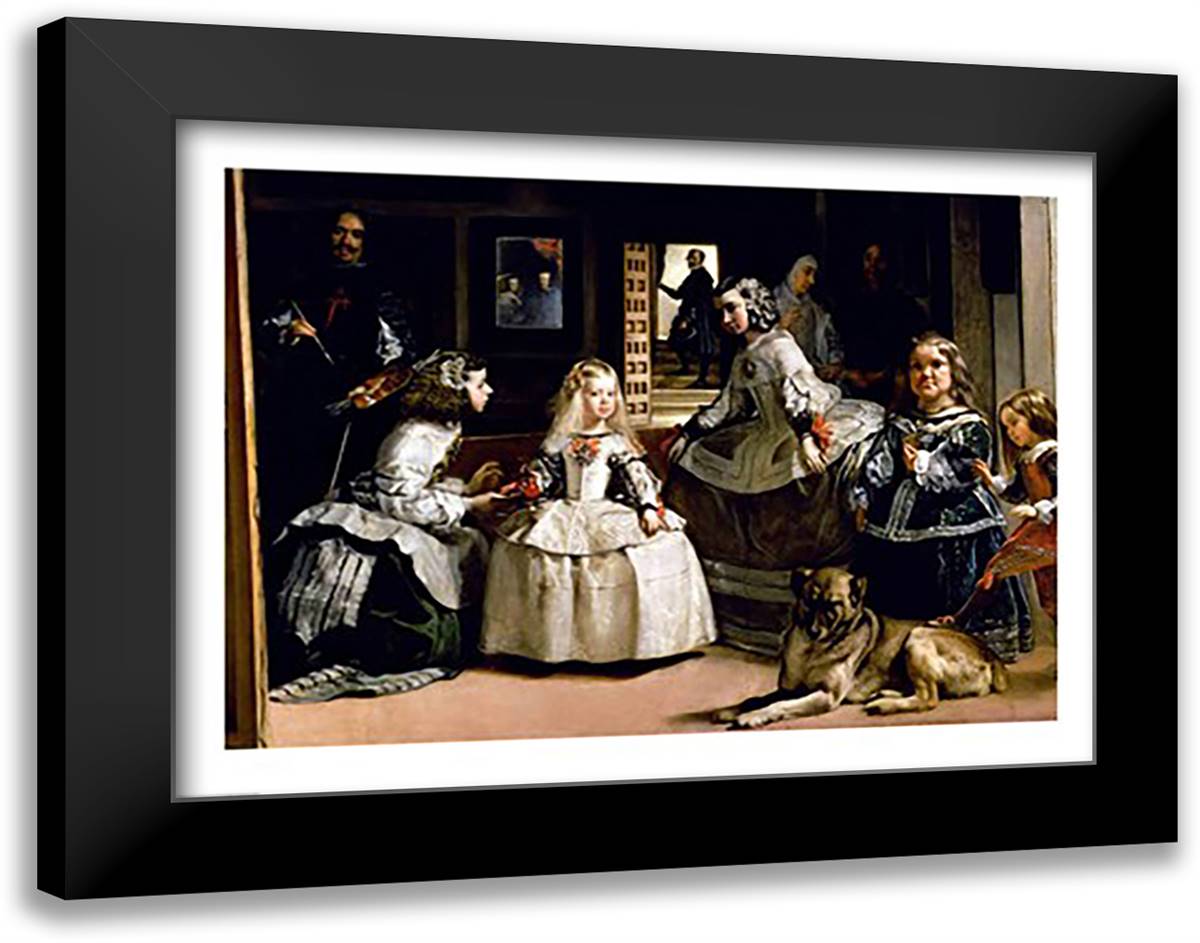 Las Meninas 28x22 Black Modern Wood Framed Art Print Poster by Velazquez, Diego