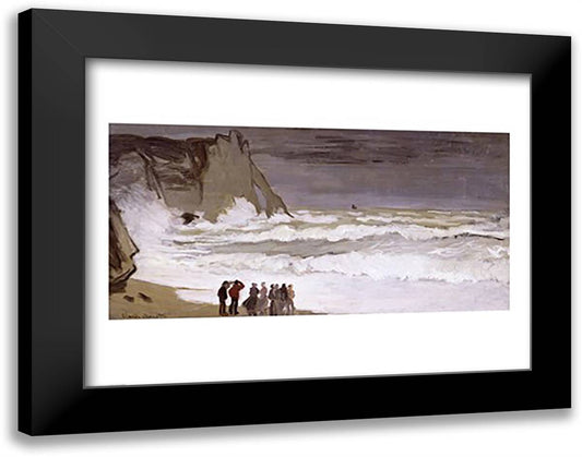 Rough Sea at Etretat, 1868-69 28x22 Black Modern Wood Framed Art Print Poster by Monet, Claude