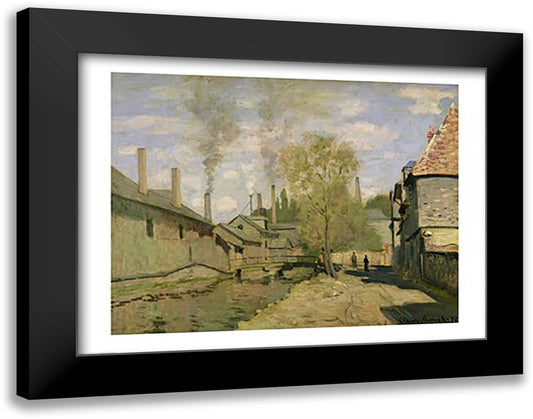 The Stream of Robec at Rouen, 1872 28x22 Black Modern Wood Framed Art Print Poster by Monet, Claude