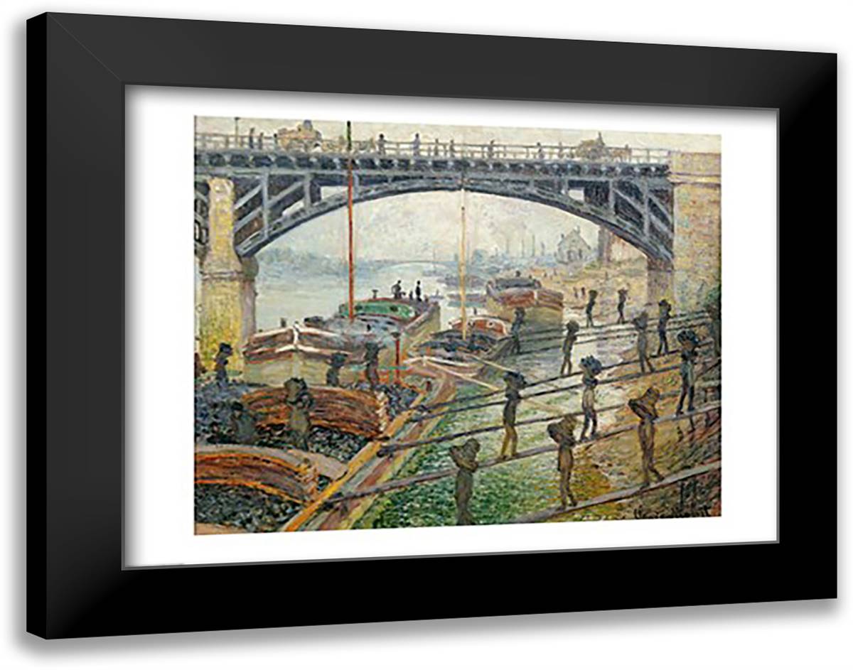 The Stream of Robec at Rouen, 1872 28x22 Black Modern Wood Framed Art Print Poster by Monet, Claude