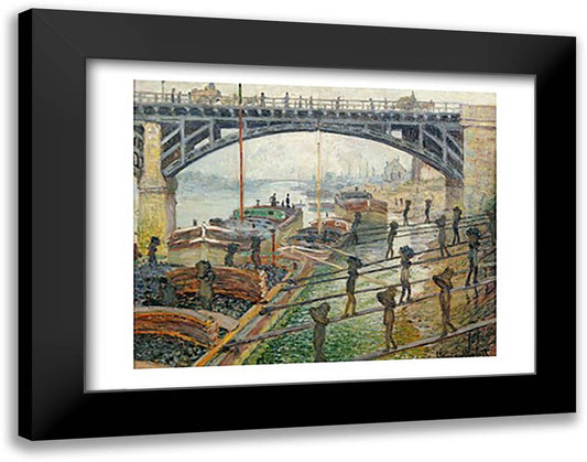 The Stream of Robec at Rouen, 1872 28x22 Black Modern Wood Framed Art Print Poster by Monet, Claude
