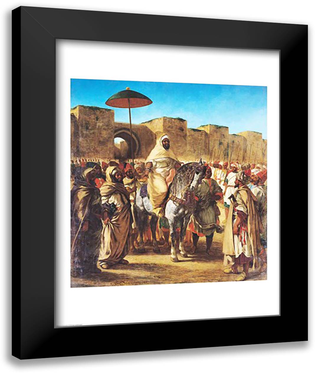 Muley Abd-ar-Rhaman The Sultan of Morocco 22x28 Black Modern Wood Framed Art Print Poster by Delacroix, Eugene
