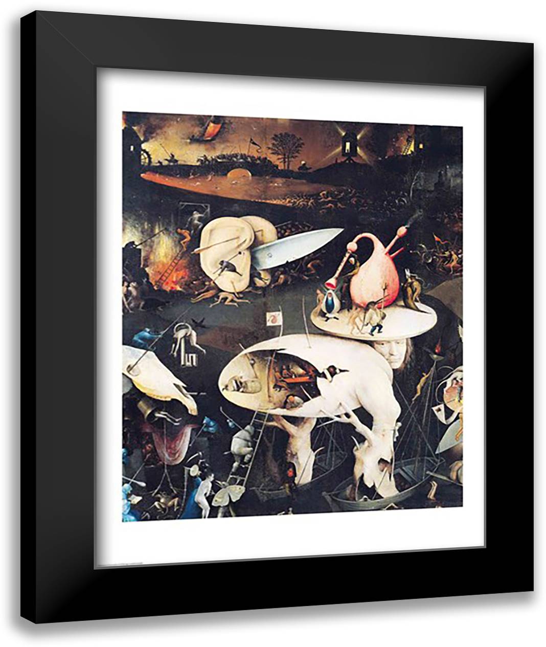 The Garden of Earthly Delights: Hell, right wing of triptych, c.1500 22x28 Black Modern Wood Framed Art Print Poster by Bosch, Hieronymus