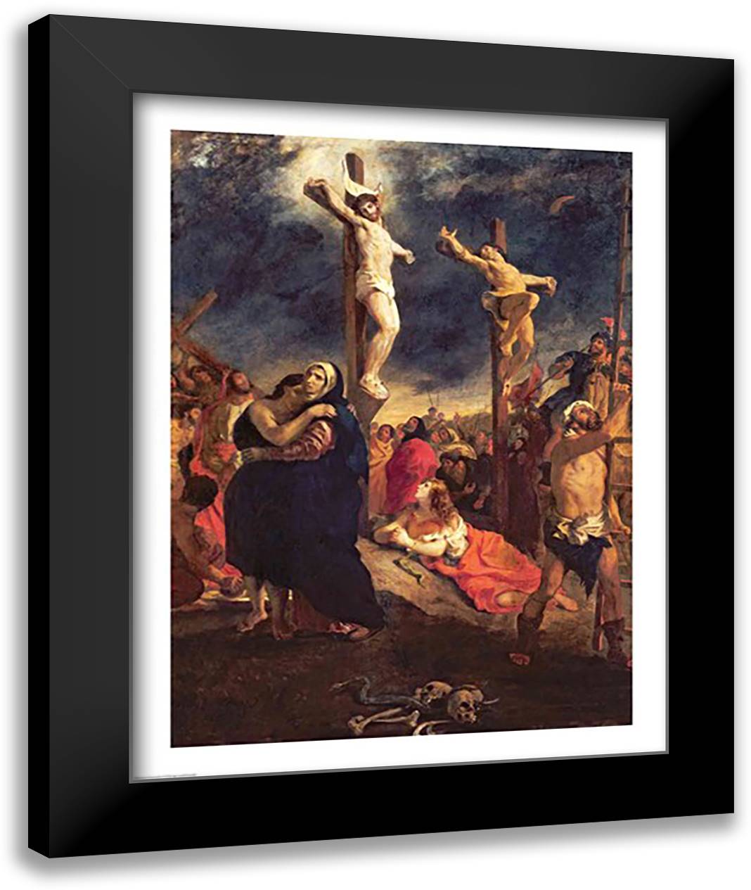 Christ on the Cross, 1835 22x28 Black Modern Wood Framed Art Print Poster by Delacroix, Eugene