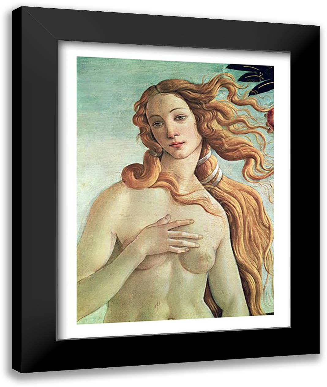 Venus, detail from The Birth of Venus, c.1485 22x28 Black Modern Wood Framed Art Print Poster by Botticelli, Sandro