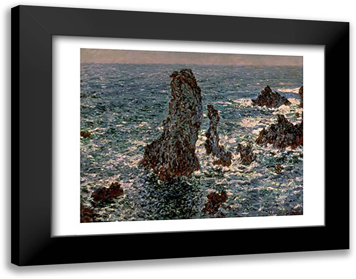 The Rocks at Belle-Ile, 1886 28x22 Black Modern Wood Framed Art Print Poster by Monet, Claude