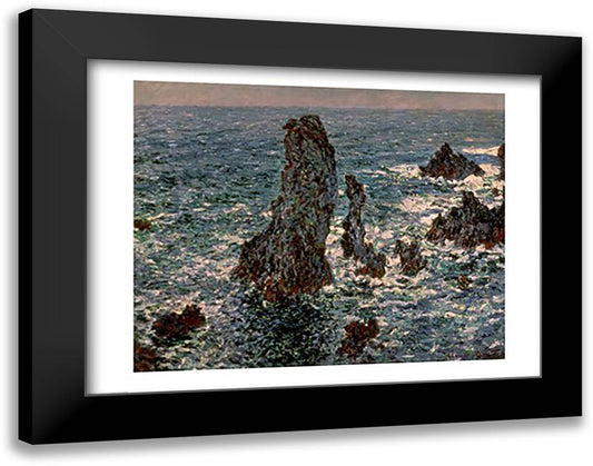 The Rocks at Belle-Ile, 1886 28x22 Black Modern Wood Framed Art Print Poster by Monet, Claude