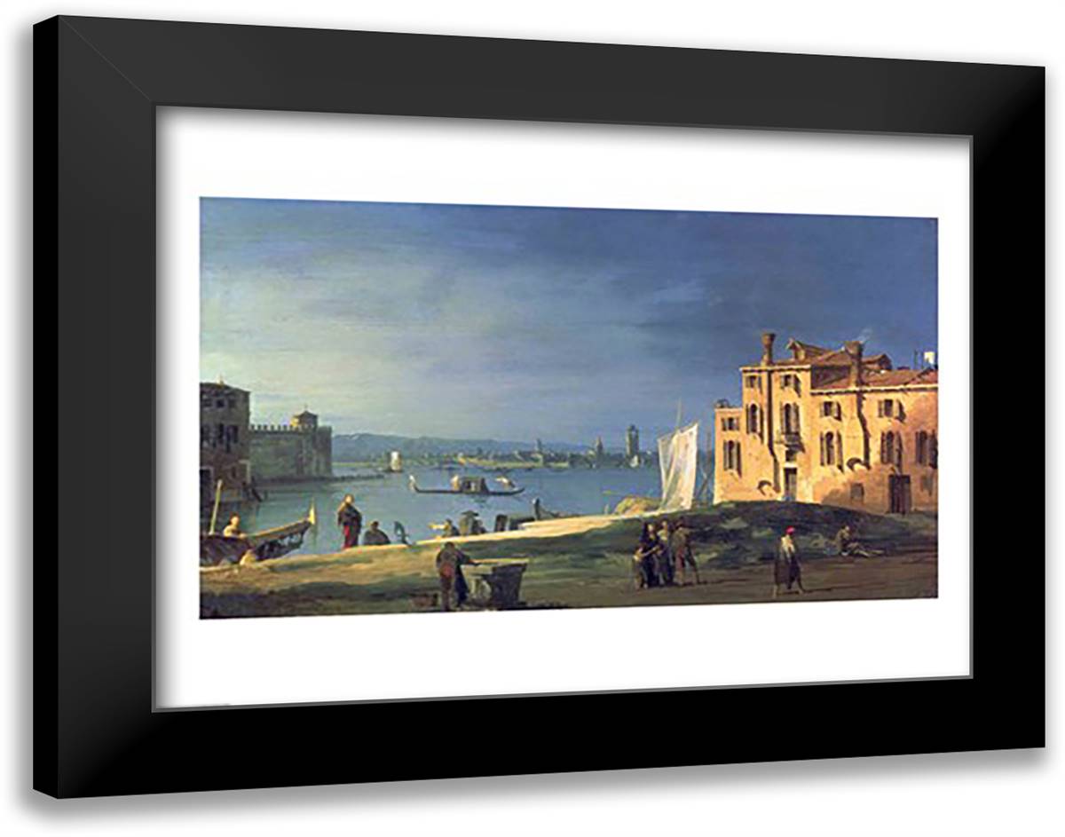 View of Venice 28x22 Black Modern Wood Framed Art Print Poster by Canaletto, Giovanni Antonio