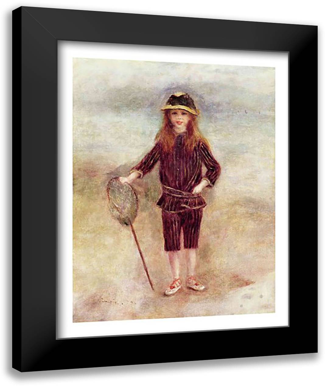 The Little Fisherwoman 22x28 Black Modern Wood Framed Art Print Poster by Renoir, Pierre-Auguste
