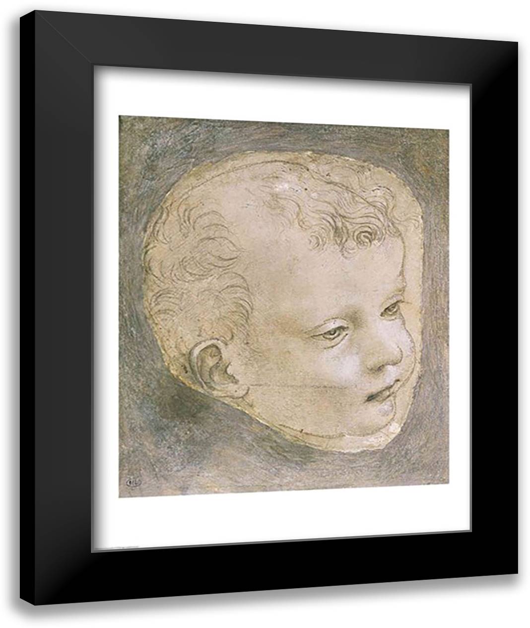Head of a Child 22x28 Black Modern Wood Framed Art Print Poster by da Vinci, Leonardo
