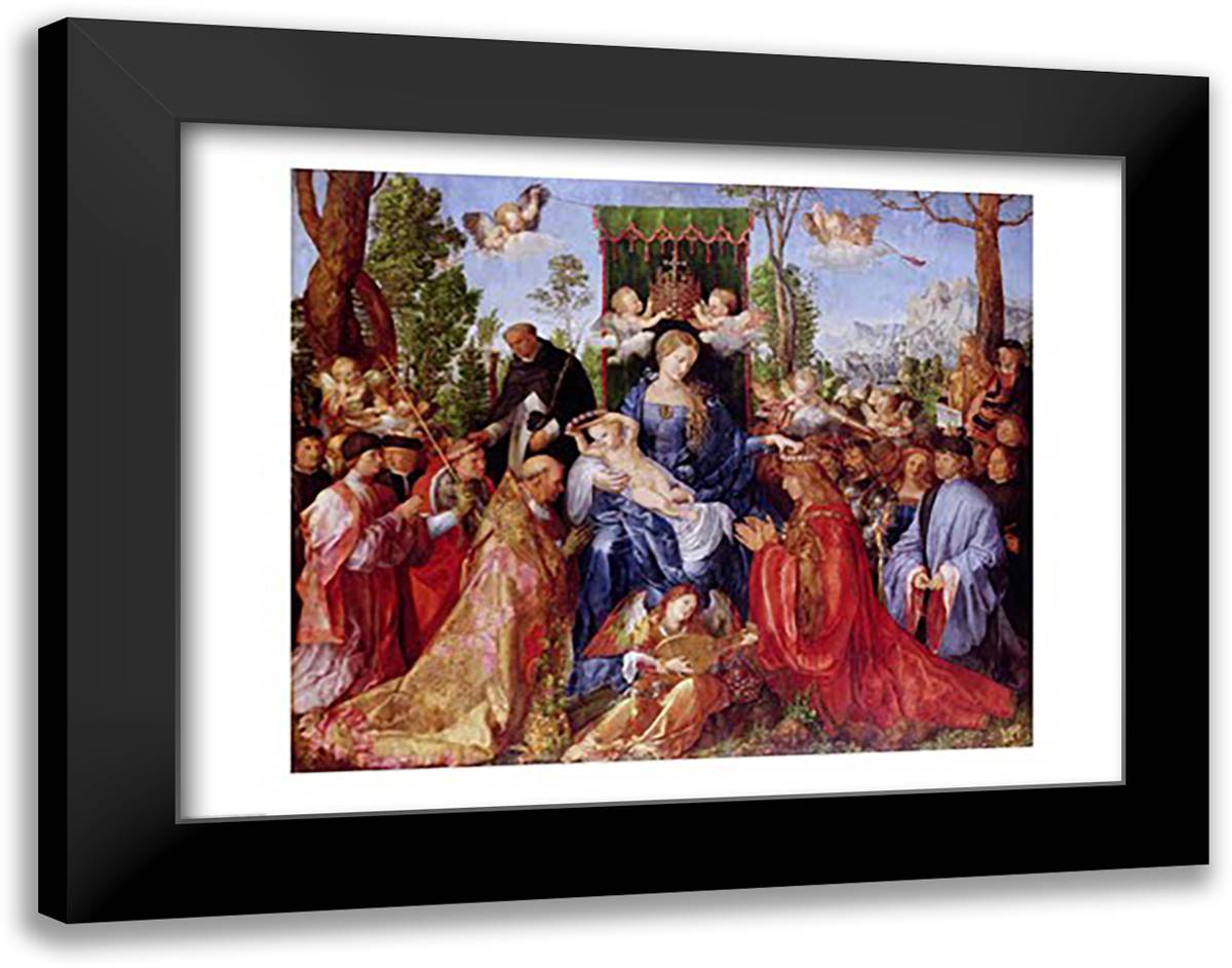 The Festival of the Rosary, 1506 28x22 Black Modern Wood Framed Art Print Poster by Durer, Albrecht