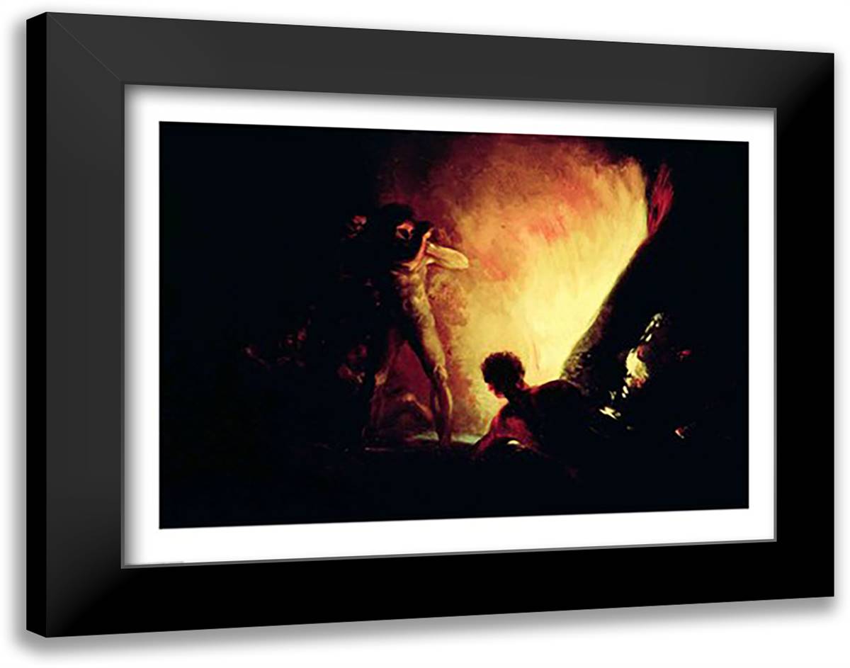 The Pyre 28x22 Black Modern Wood Framed Art Print Poster by Goya, Francisco De