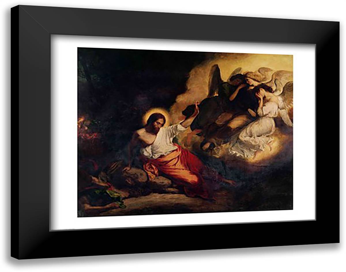 Christ in the Garden of Olives, 1827 28x22 Black Modern Wood Framed Art Print Poster by Delacroix, Eugene