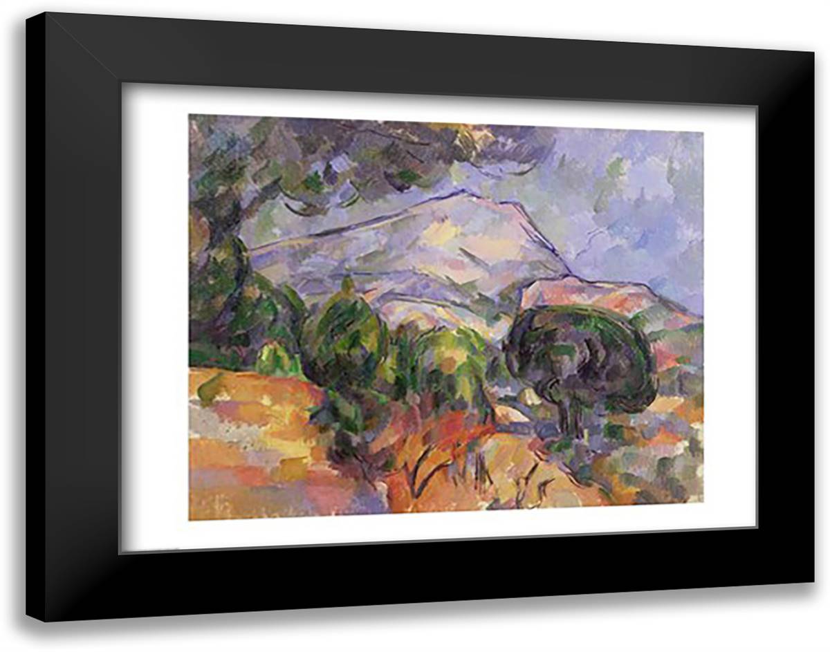 Montagne Sainte-Victoire au-dessus de la route du Tholonet 28x22 Black Modern Wood Framed Art Print Poster by Cezanne, Paul