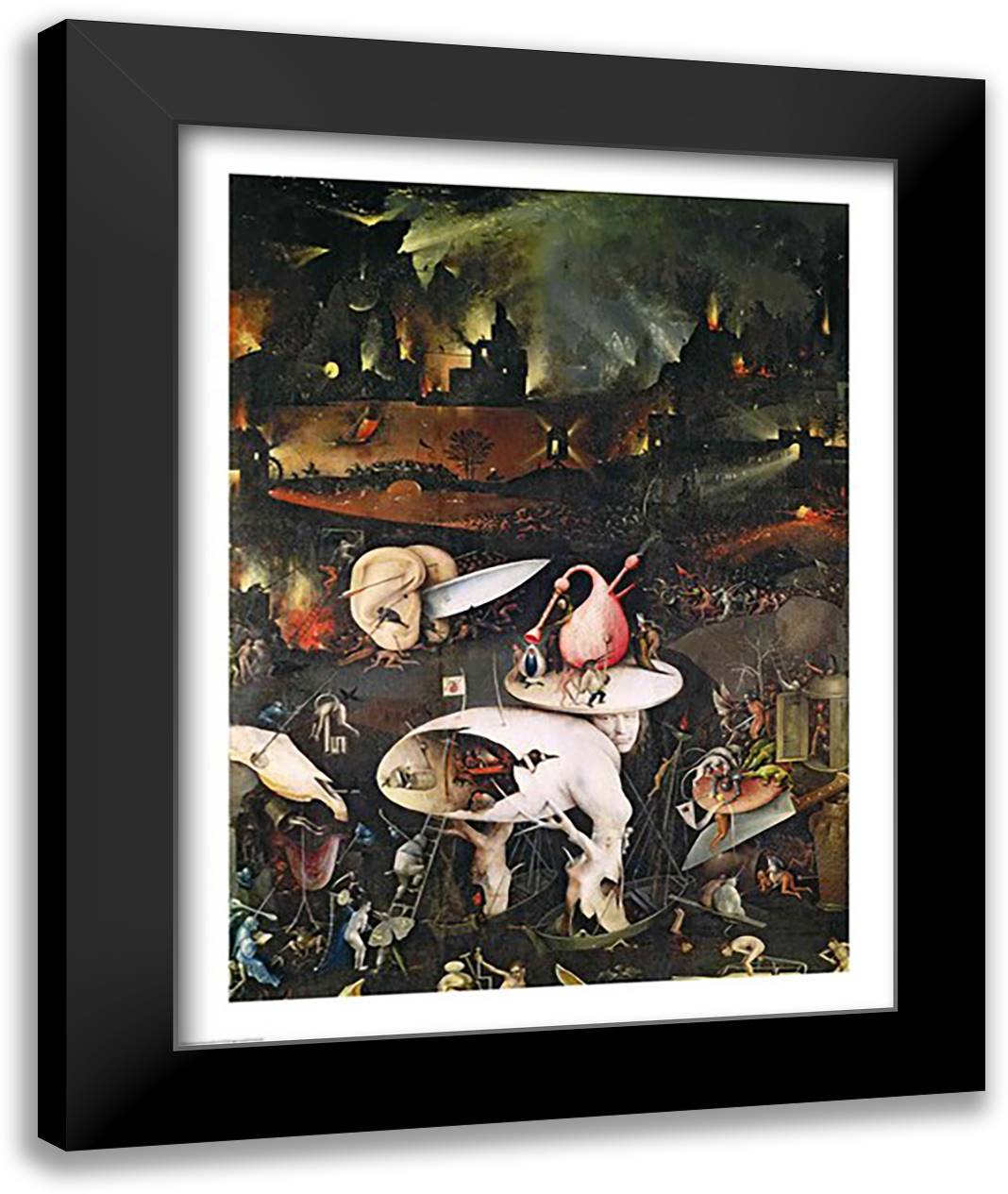 The Garden of Earthly Delights, Hell, right wing of triptych, c.1500 22x28 Black Modern Wood Framed Art Print Poster by Bosch, Hieronymus