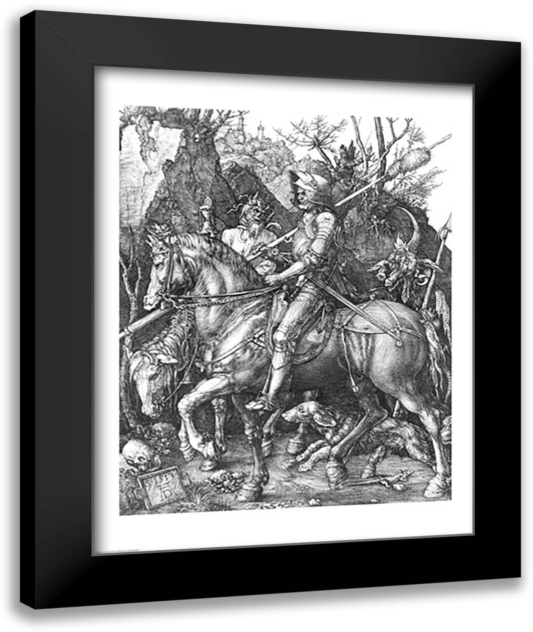 The Knight, Death and the Devil, 1513 22x28 Black Modern Wood Framed Art Print Poster by Durer, Albrecht