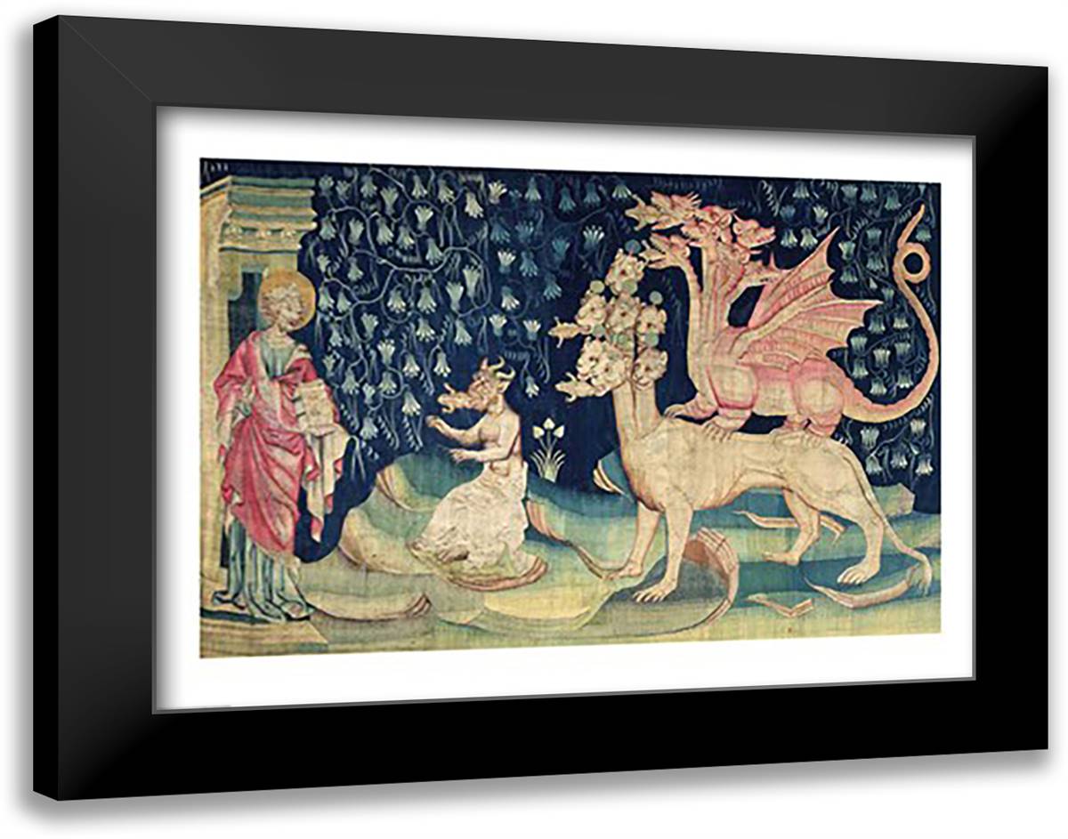 The Dragons Vomiting Frogs 28x22 Black Modern Wood Framed Art Print Poster by Bataille, Nicolas
