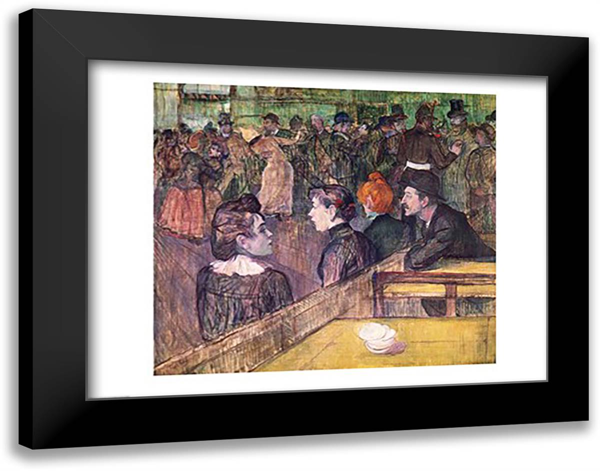 At the Moulin de la Galette, 1899 28x22 Black Modern Wood Framed Art Print Poster by Toulouse-Lautrec, Henri de