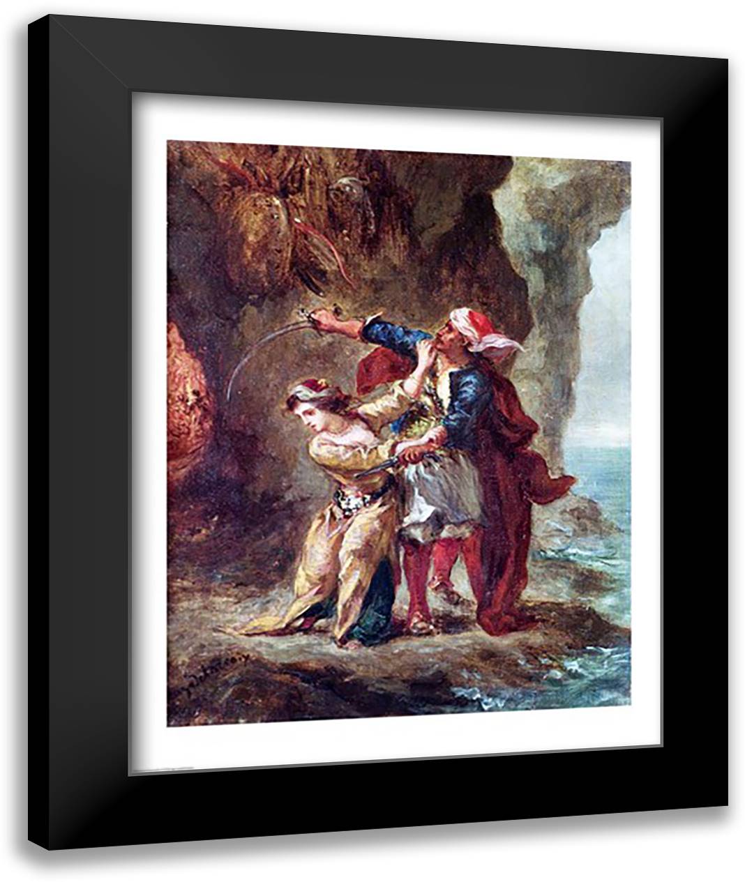 The Bride of Abydos, 1843 22x28 Black Modern Wood Framed Art Print Poster by Delacroix, Eugene