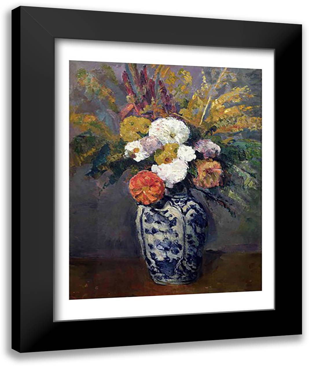 Dahlias 22x28 Black Modern Wood Framed Art Print Poster by Cezanne, Paul