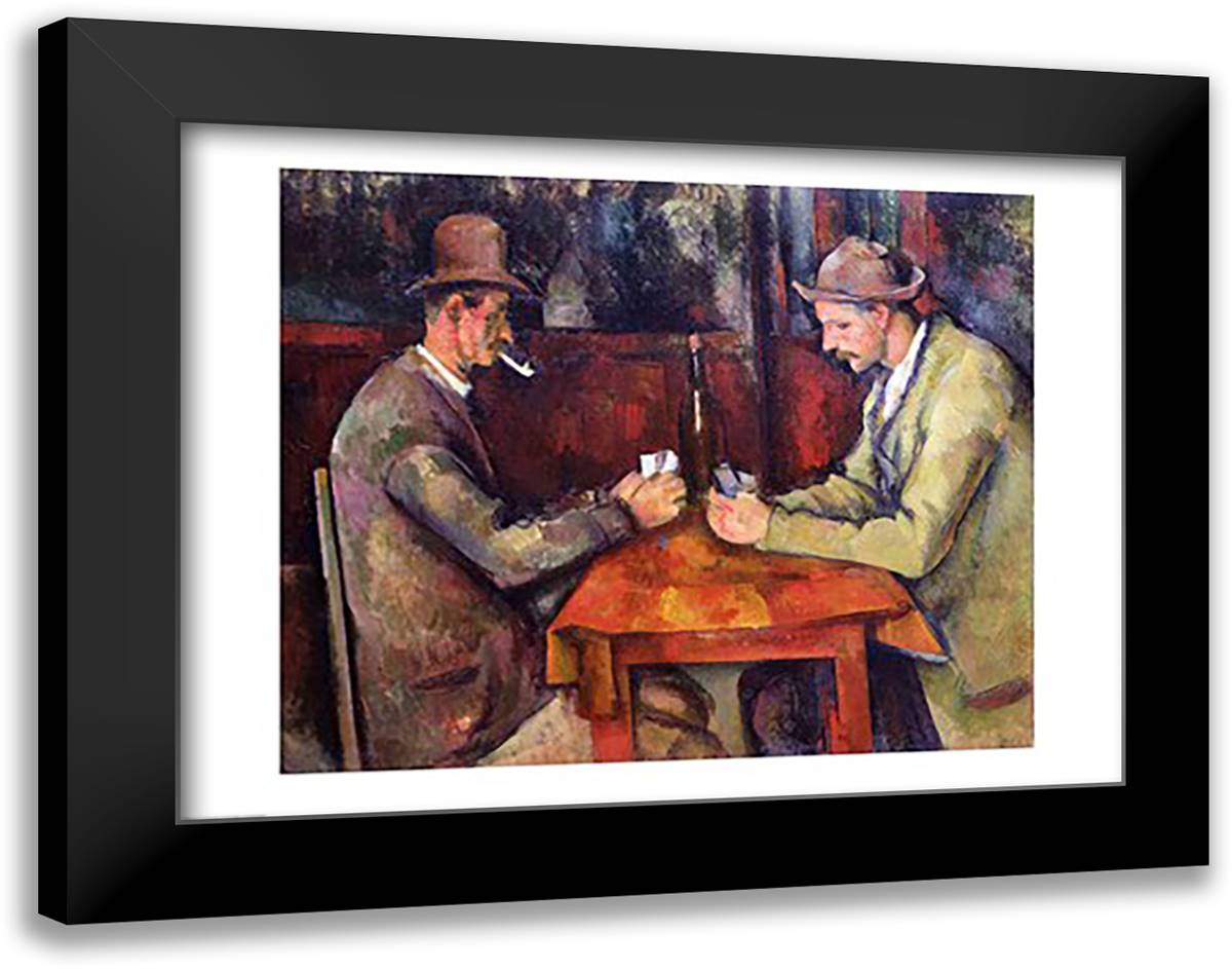 The Card Players, 1893-96 28x22 Black Modern Wood Framed Art Print Poster by Cezanne, Paul