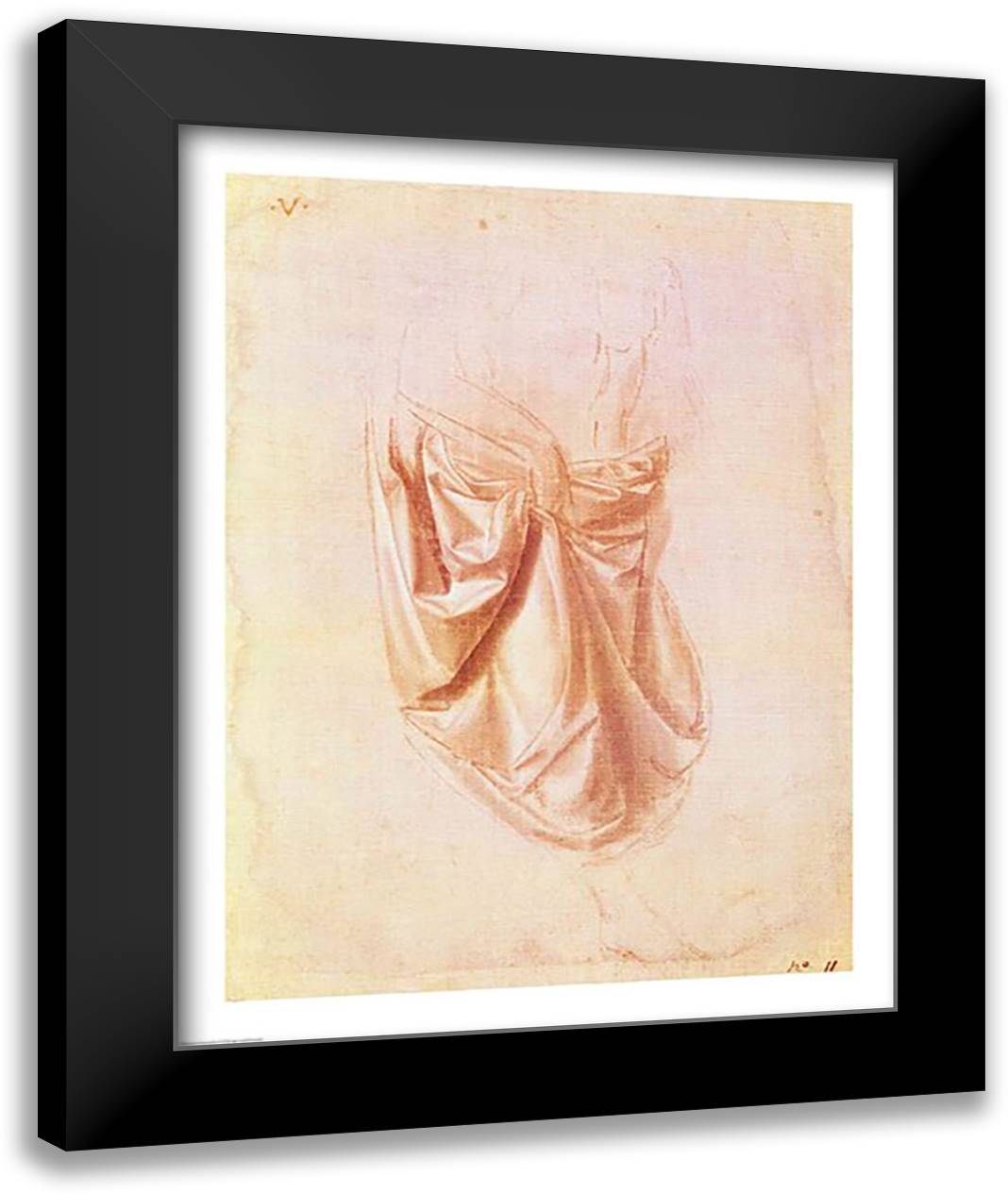 Drapery study 22x28 Black Modern Wood Framed Art Print Poster by da Vinci, Leonardo