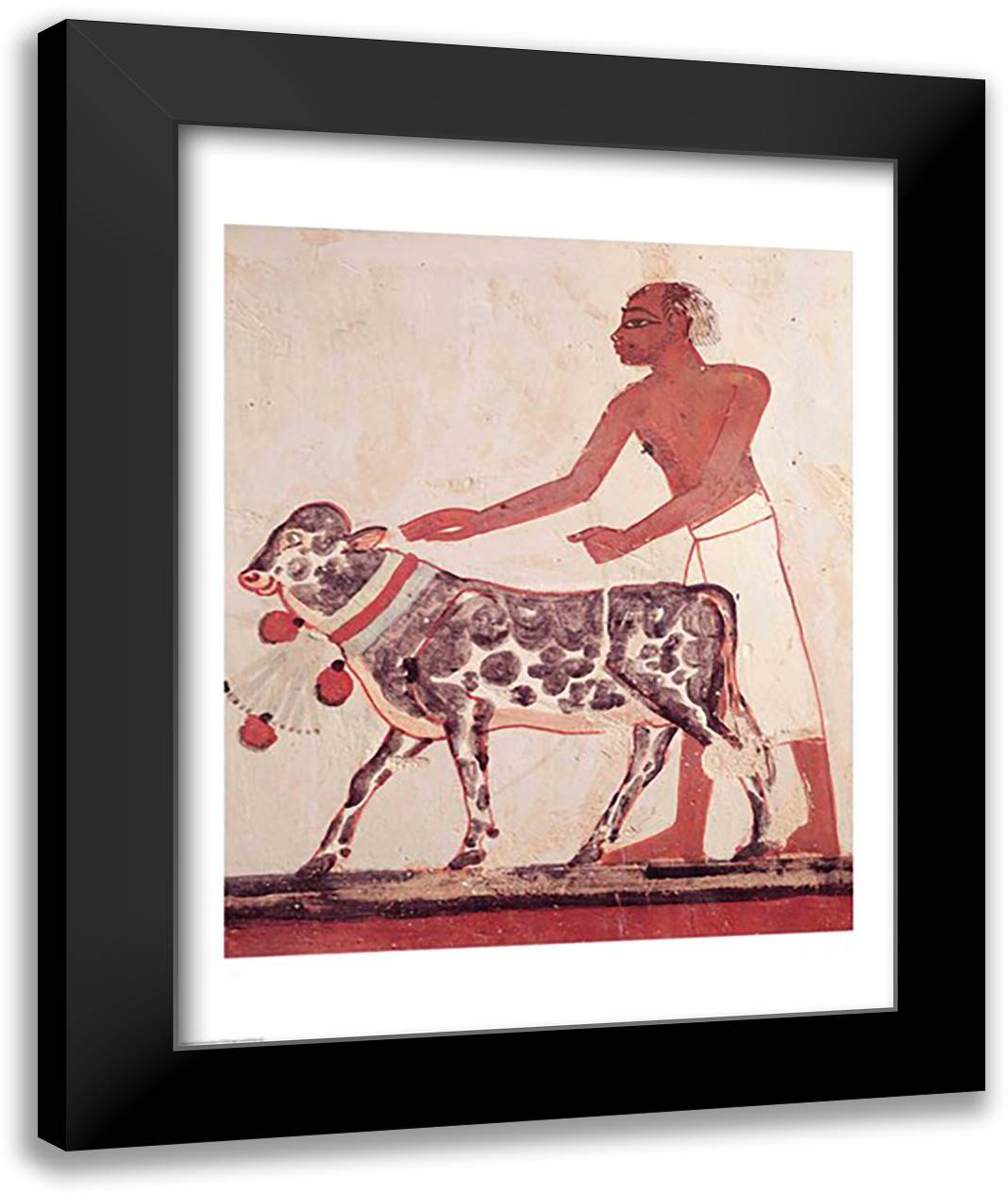 Peasant leading a cow to sacrifice 22x28 Black Modern Wood Framed Art Print Poster