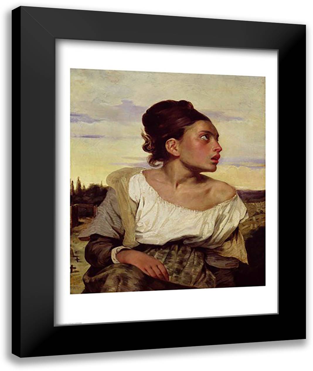 Young Orphan in the Cemetery, 1824 22x28 Black Modern Wood Framed Art Print Poster by Delacroix, Eugene